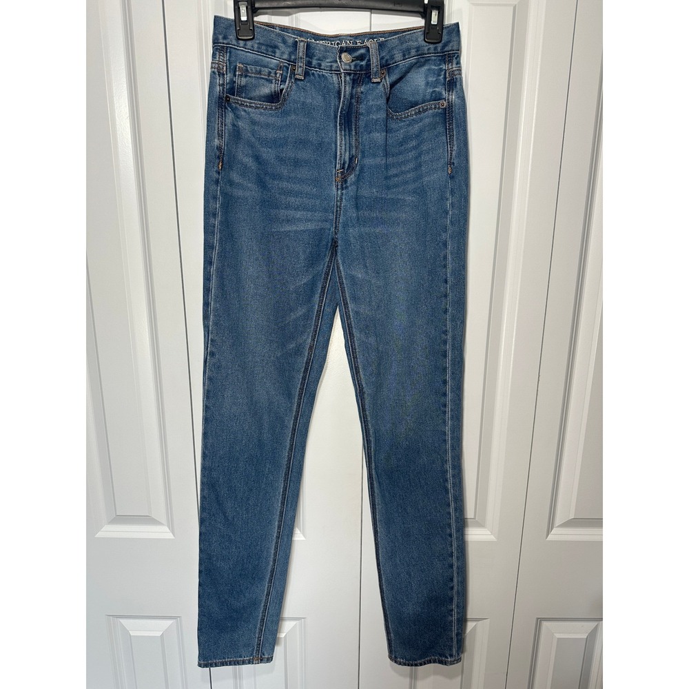 American Eagle Mom Jeans 2 X-Long Tall Blue High Rise Tapered Denim Premium
